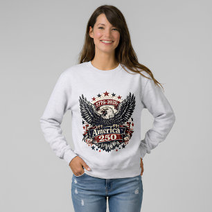 Moletom Vintage América 250 Águia Careca 1776-2026 Patriót