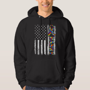 Moletom Vintage American Flag Nanny Autism Awarness Famili