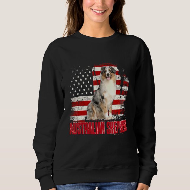 Moletom Vintage American Flag Shepherd australiano (Frente)