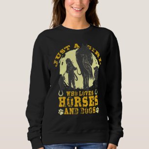 Moletom Vintage Apenas Uma Menina Que Ama Cavalos E Cães -