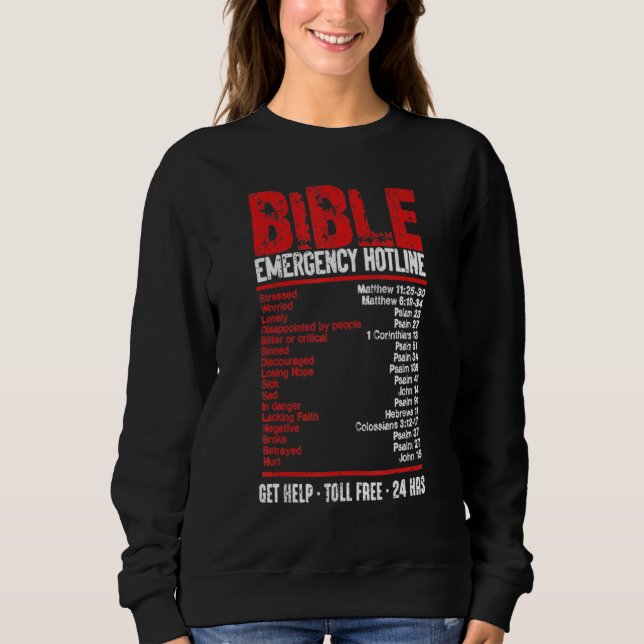 Moletom Vintage Bible Emergency Numbers  Hotline Verses (Frente)