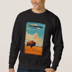 Moletom Vintage Bison On Field Yellowstone National Pa