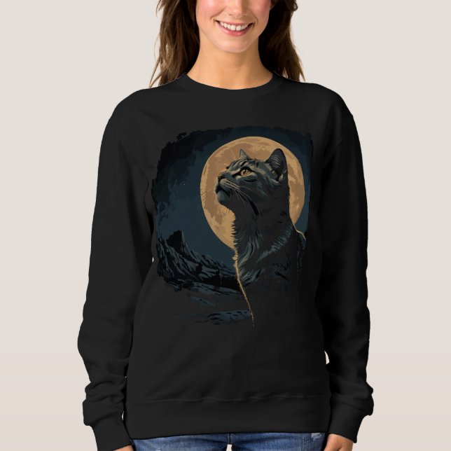 Moletom Vintage Black Cat Moon (Frente)