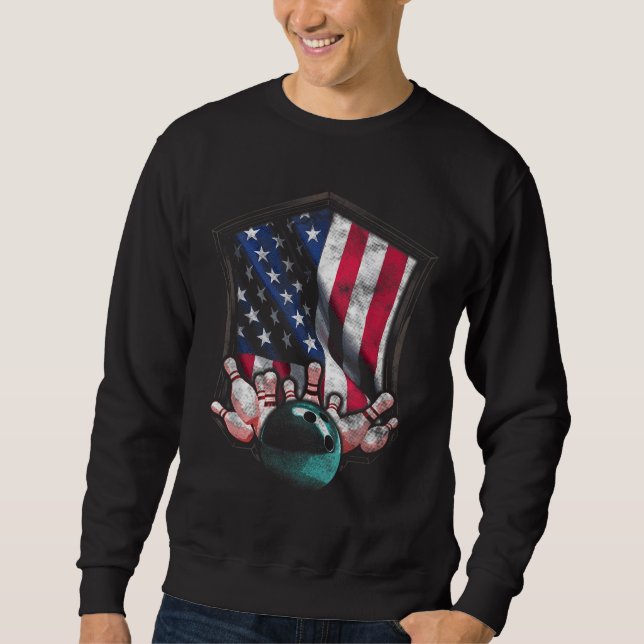 Moletom Vintage Boliche American Flag Boliche (Frente)