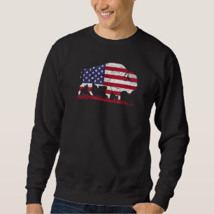 Moletom Vintage Buffalo American Flag Retro Bison Patrioti