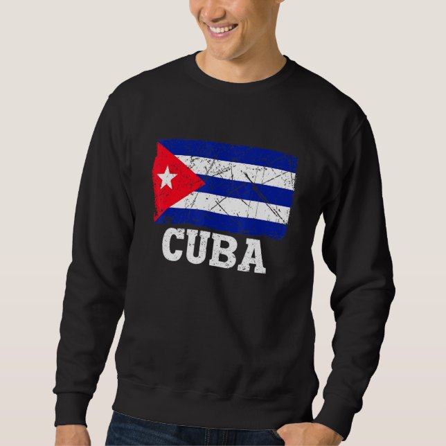 Moletom Vintage desolada Retro Cuba Flag Patriótico (Frente)
