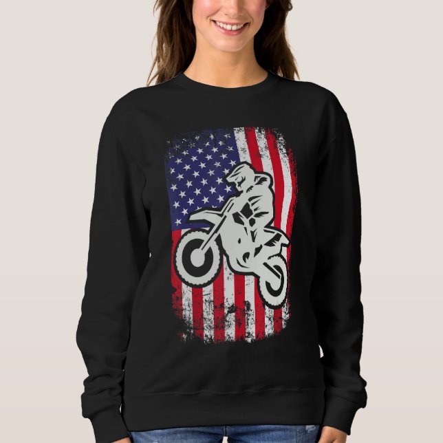 Moletom Vintage Dirt Bike Motocross American Flag Motocros (Frente)