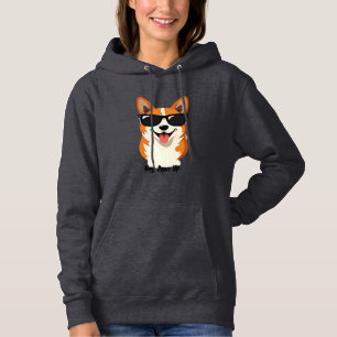 Moletom Vintage Ei, Patas para Cima Corgi com Óculos de So