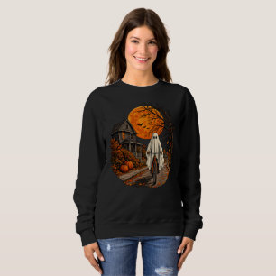 Moletom Vintage Fantasma Andando de Bicicleta Halloween