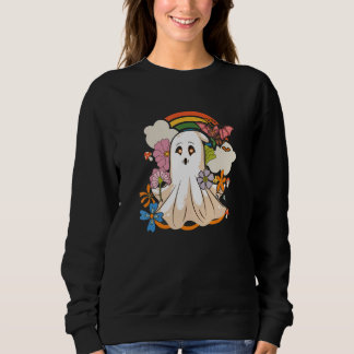Moletom Vintage Floral Ghost Cute Halloween Spooky Season