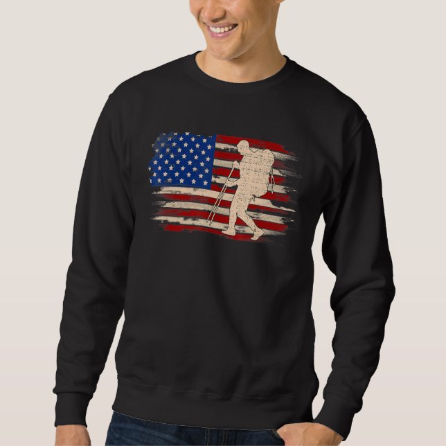 Moletom Vintage Hiking American Flag Hiker (Frente)