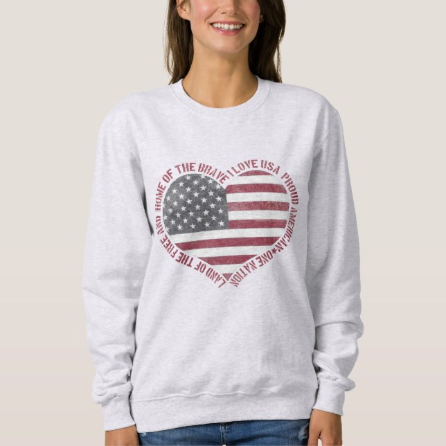Moletom Vintage I Love USA Heart (Frente)