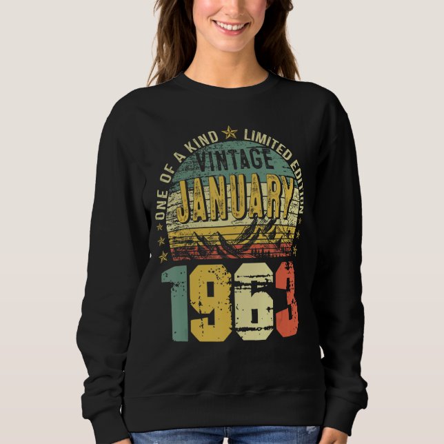 Moletom Vintage Janeiro de 1963 60th Birthday Men (Frente)