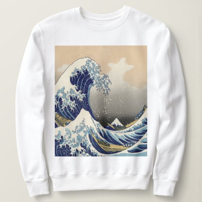 Moletom vintage japeso art ocean paisagem excelente onda (Frente do Design)