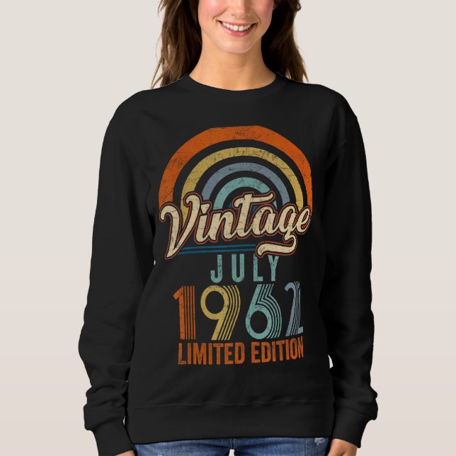 Moletom Vintage julho de 1962 60th Birthday (Frente)