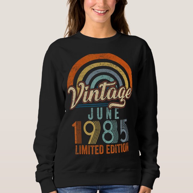 Moletom Vintage June 1985 37th Birthday (Frente)