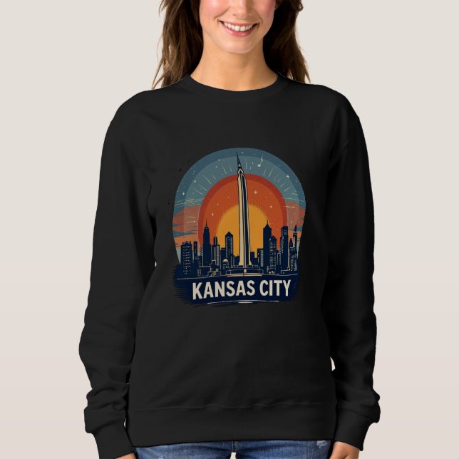Moletom Vintage Kansas City Missouri Sunset Skyline Citysc (Frente)