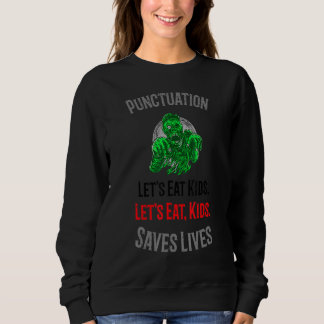 Moletom Vintage Lets Eat Kids Punctuation Zombie