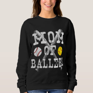 Moletom Vintage Mãe de Ballers Engraçado Baseball Softball