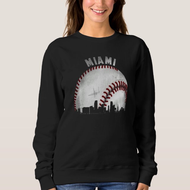 Moletom Vintage Miami Skyline City Baseball  1 (Frente)