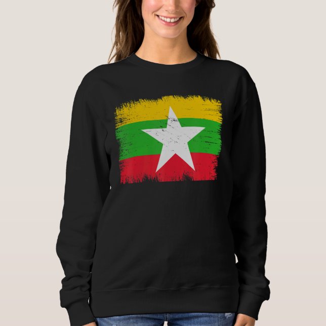 Moletom Vintage Myanmar Flag Burmese Independence Day (Frente)