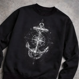 Moletom Vintage Nautical Anchor Compass Rose Marine
