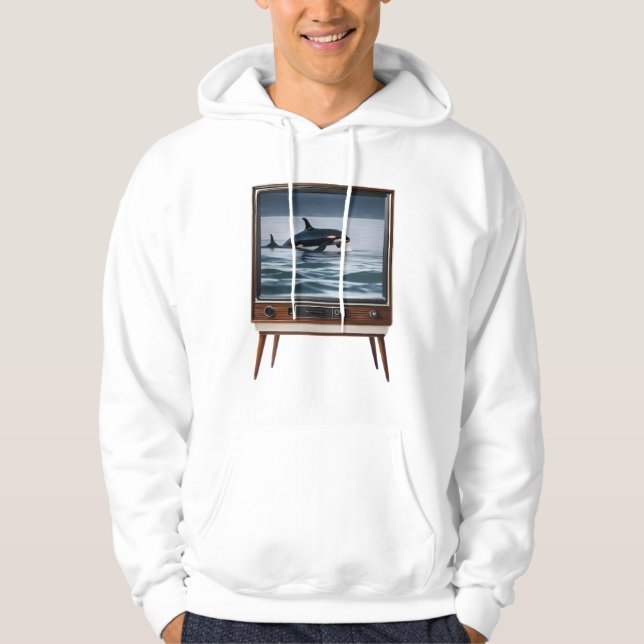 Moletom Vintage Orca Breaching Analog Television Design, (Frente)