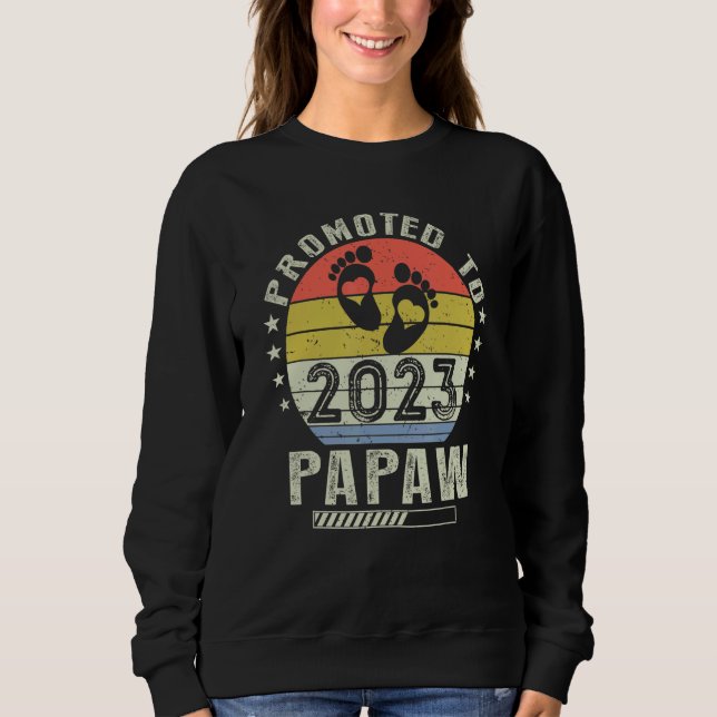 Moletom Vintage Promoted To Papaw 2023 (Frente)