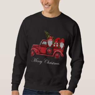 Moletom Vintage Red Truck Com Três Gnomos Feliz Christma