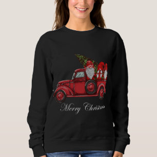 Moletom Vintage Red Truck Com Três Gnomos Feliz Christma