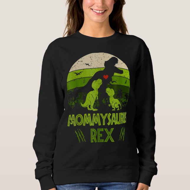 Moletom Vintage Retro 2 Crianças Mommysaurus Dinosaur (Frente)