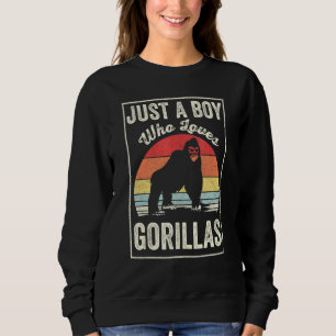 Moletom Vintage Retro Apenas Um Menino Que Ama Gorillas Go
