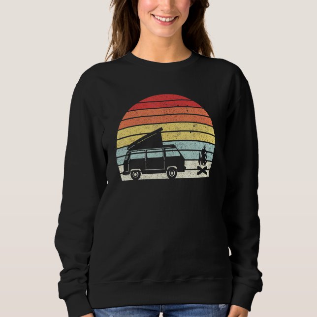 Moletom Vintage Retro Camper Van Bus Vanlife Campfire (Frente)