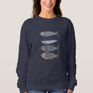 Moletom Vintage Retro Distestido Sardine, Pescador Persona