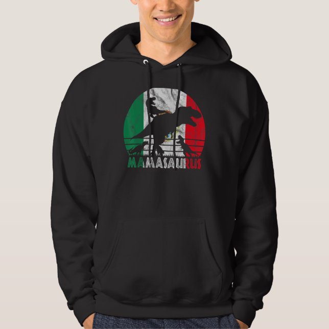 Moletom Vintage Retro Mamasaurus Sunset Para Mãe Mexicana (Frente)