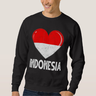 Moletom Vintage Retro Patriotic Heart Indonesia Flag