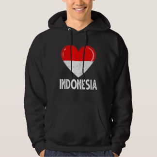 Moletom Vintage Retro Patriotic Heart Indonesia Flag