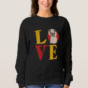 Moletom Vintage Retro Pug Puppy Love Cachorro Engraçado