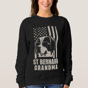 Moletom Vintage Rua Bernard Dog Grandma American Flag Gifs