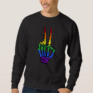 Moletom Vintage Skeleton Hand Peace Sign Love Lesbian Gay 