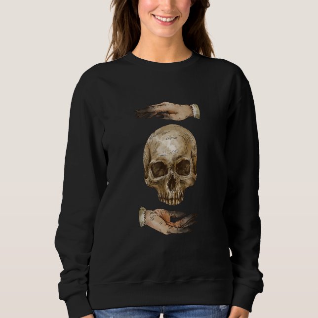 Moletom Vintage Skull Aesthetic Hands Skull Gothic Design (Frente)