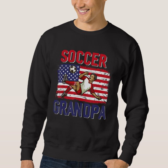 Moletom Vintage Soccer Grandpa Player American Flag Father (Frente)