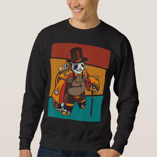 Moletom Vintage Steampunk Panda Mechanical (Frente)