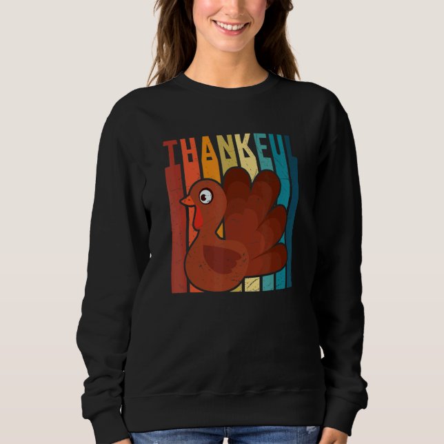 Moletom Vintage Thankful TurkeyThanksgiving Pilgrim Boys G (Frente)