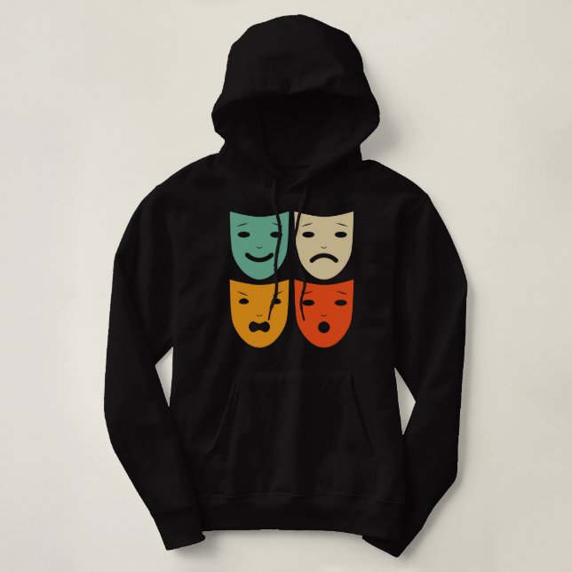 Moletom Vintage Theater Máscaras Shirt Theater Drama Atriz (Frente do Design)