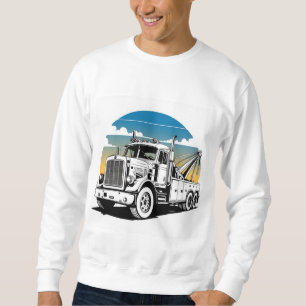 Moletom "Vintage Tow Truck in Bold Lines with Retro Sunset
