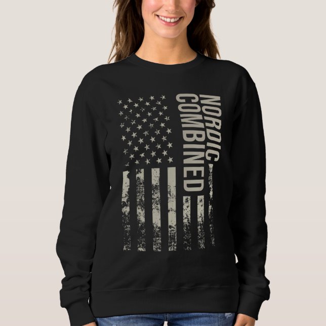 Moletom Vintage US American Flag Nordic Combined (Frente)