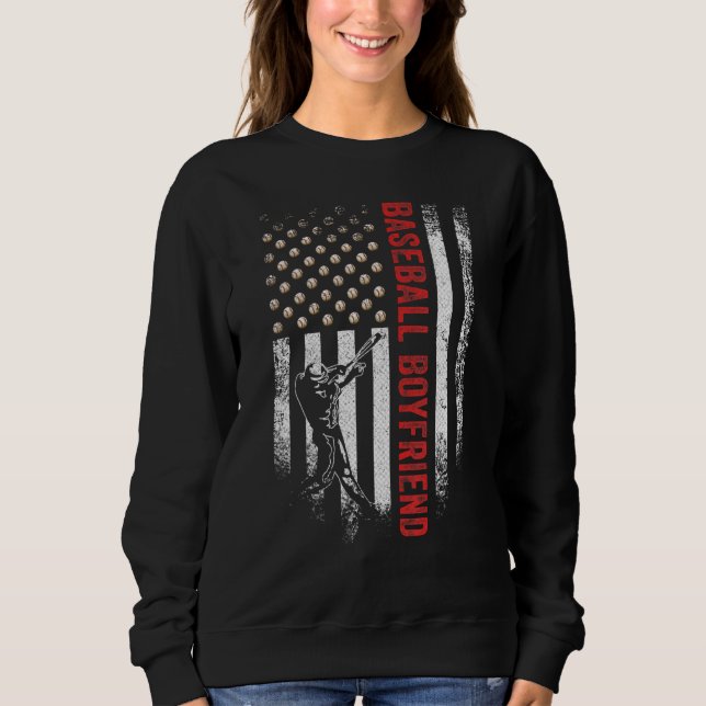 Moletom Vintage US American Flag Proud Baseball Boyfriend  (Frente)