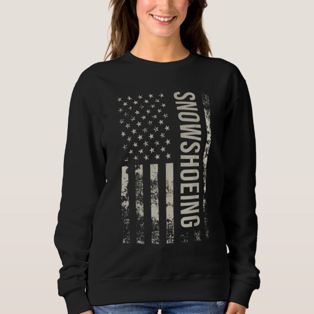 Moletom Vintage US American Flag Snowshoeing (Frente)