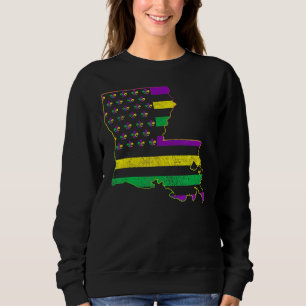 Moletom Vintage Us New Orleans Mardi Gras Flag Fleur De Li